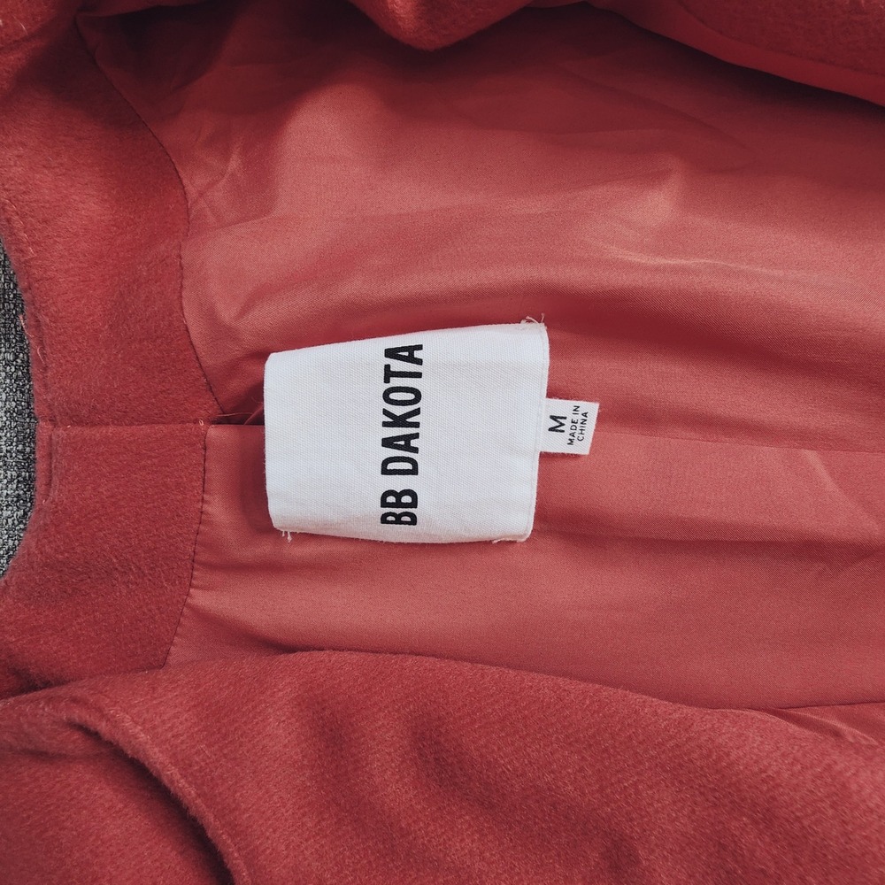 BB Dakota Catina Coral Red Coat Wool Blend Size Medium - Picture 5 of 15